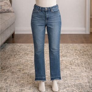 PAIGE Raw hem skinny jean medium wash